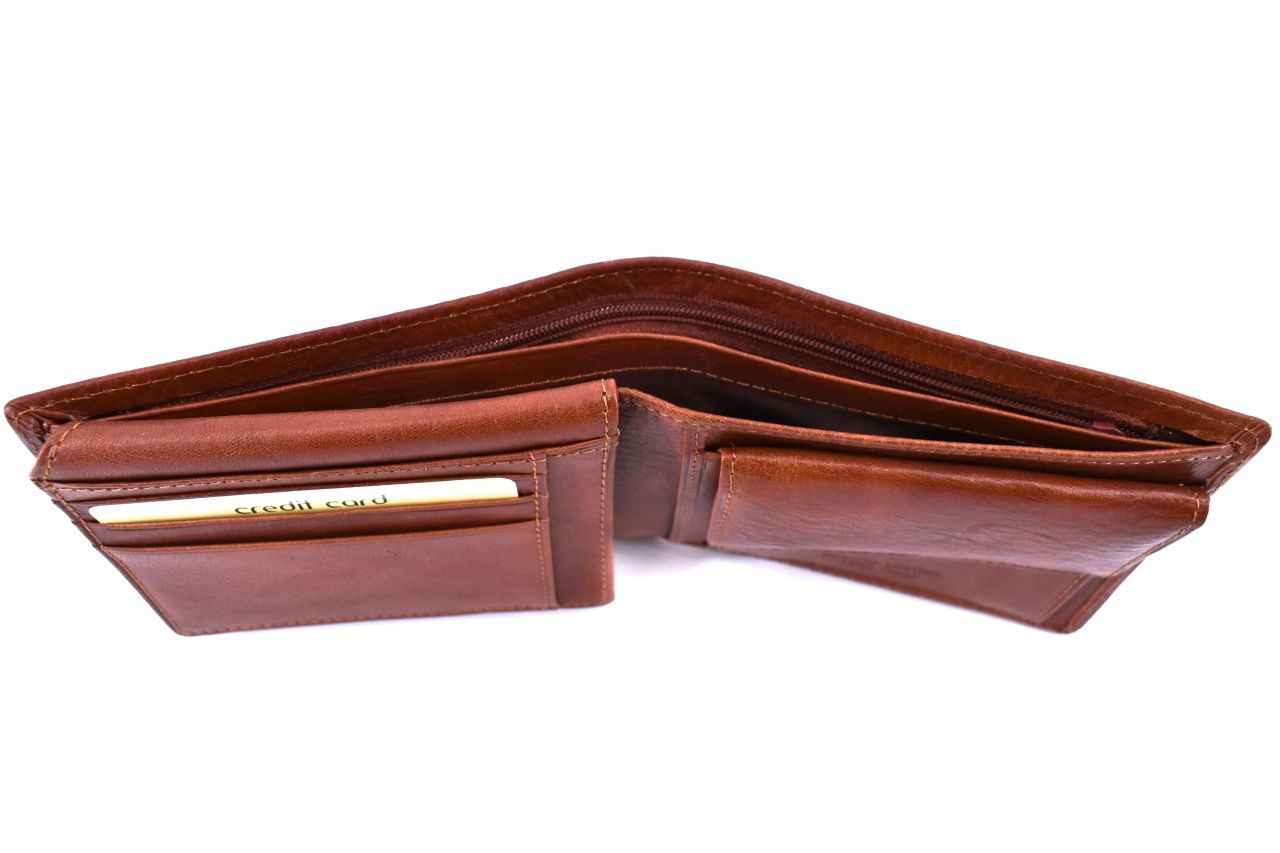 Pánská kožená peněženka na šířku Arteddy - tmavě hnědá 32210