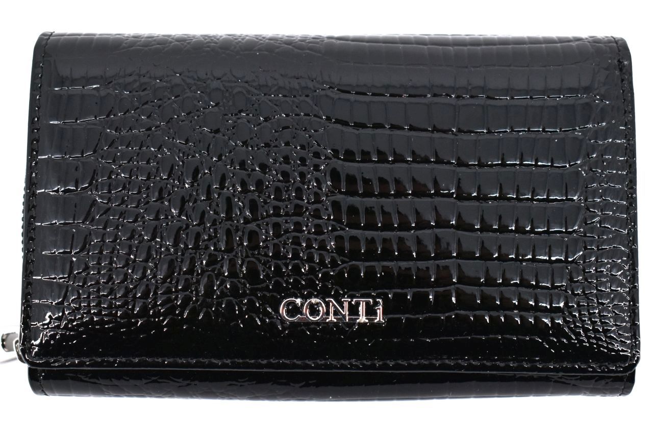 Dámská kožená lakovaná peněženka CONTI - černá 38906