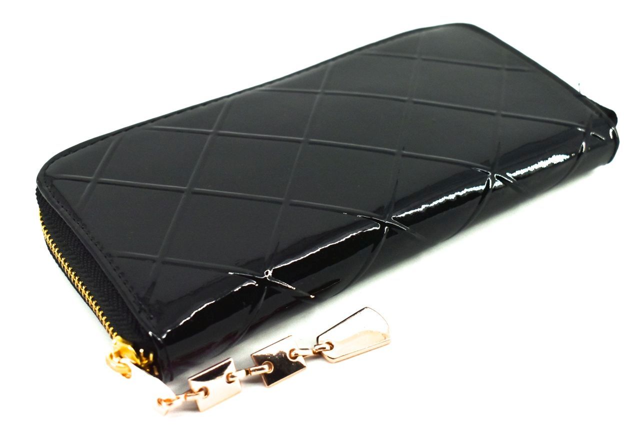 Dámská / dívčí lakovaná peněženka pouzdrového typu - černá 26591