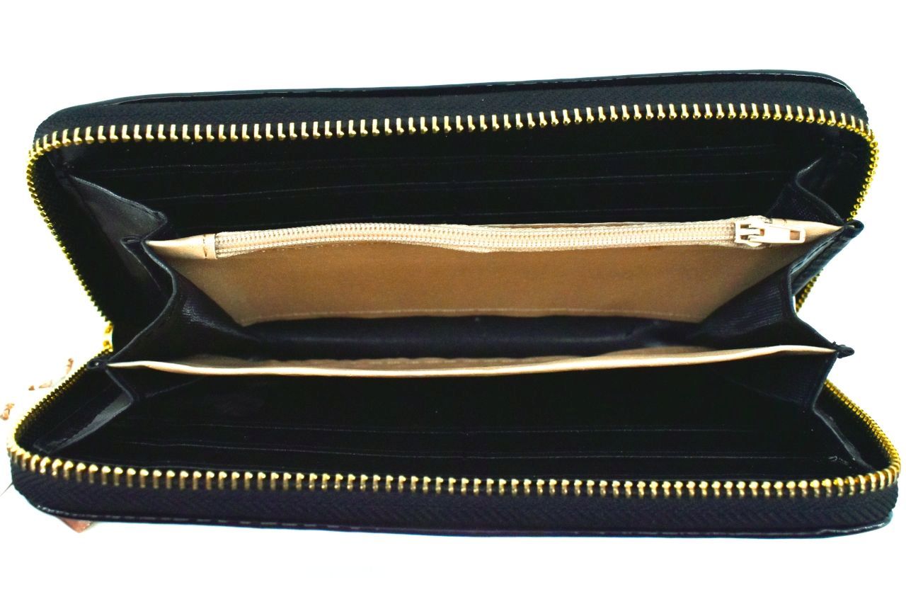 Dámská / dívčí lakovaná peněženka pouzdrového typu - černá 26591