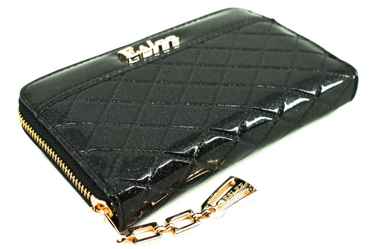 Dámská / dívčí lakovaná peněženka pouzdrového typu Eslee - černá 38937