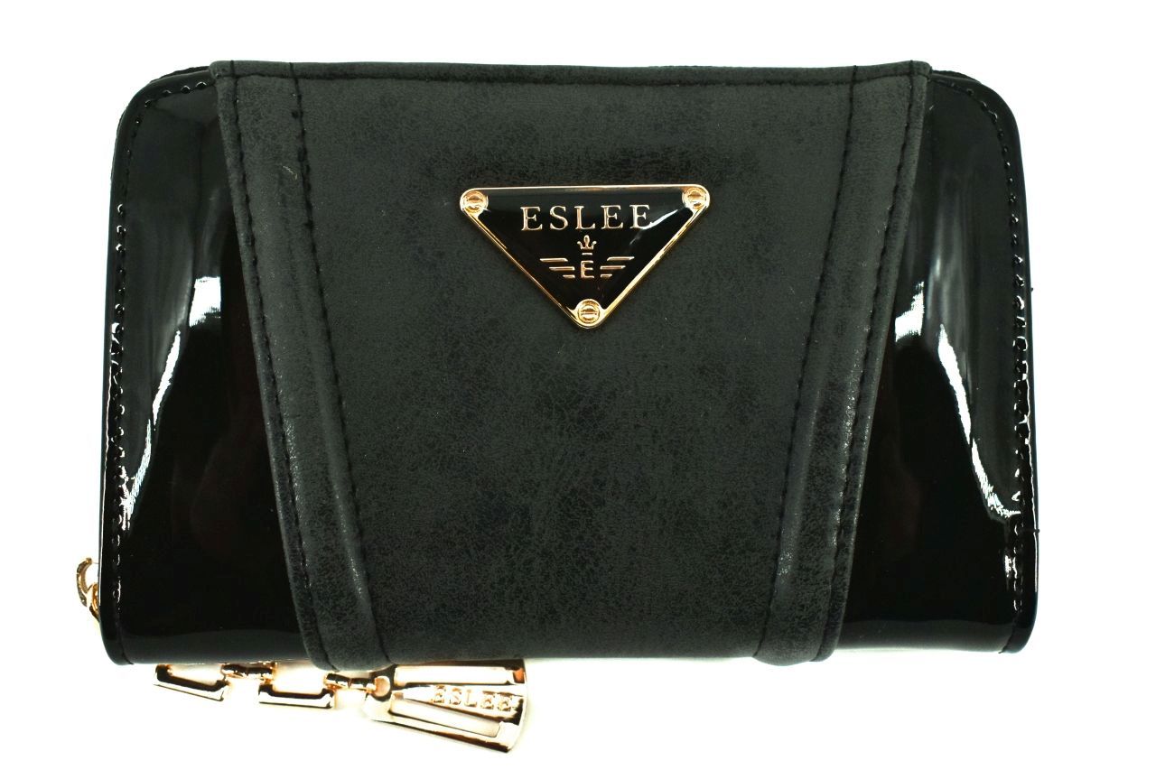 Dámská / dívčí lakovaná peněženka pouzdrového typu Eslee - černá 38936