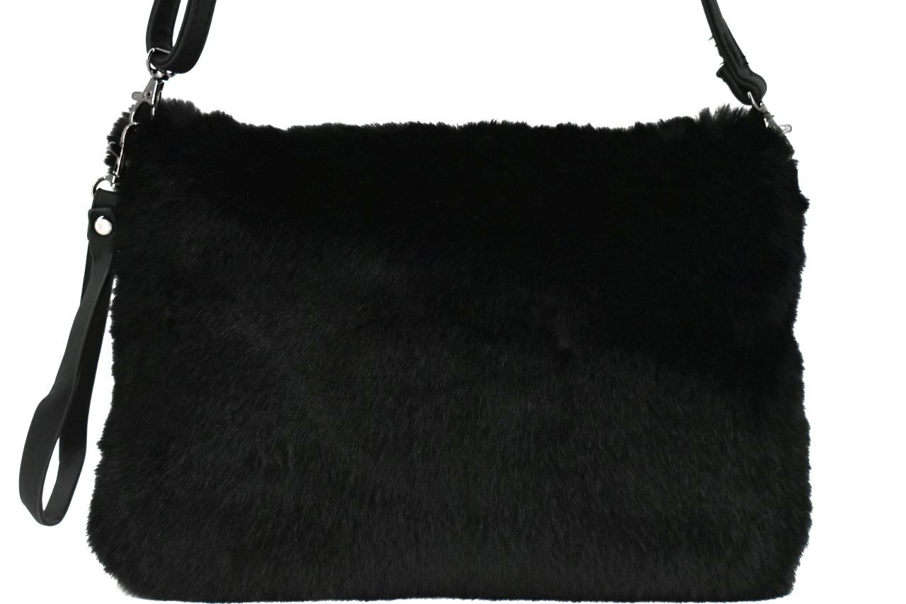 Dámská kabelka crossbody Melas / s umělé kožešiny - černá 38752