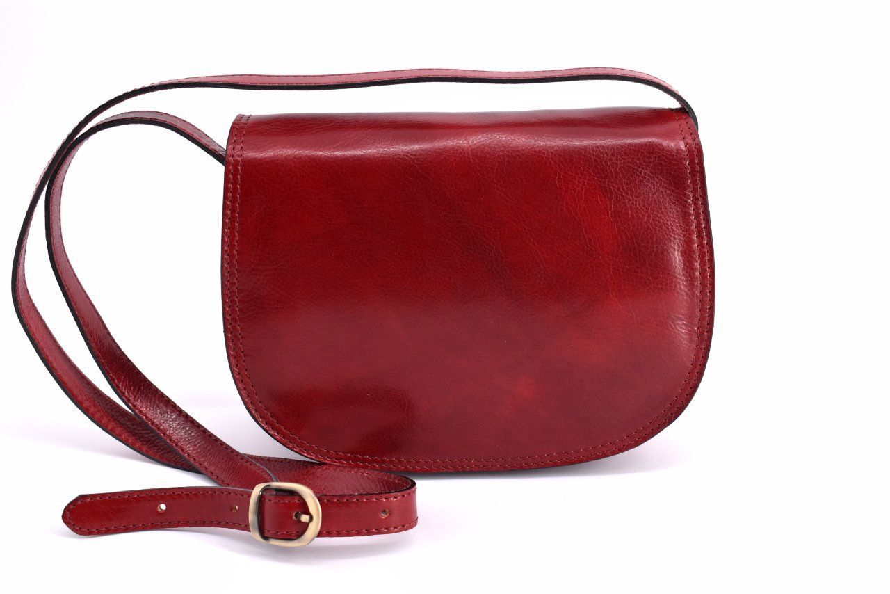 Dámská kožená kabelka crossbody (lovecká) Arteddy - tmavě červená 29637