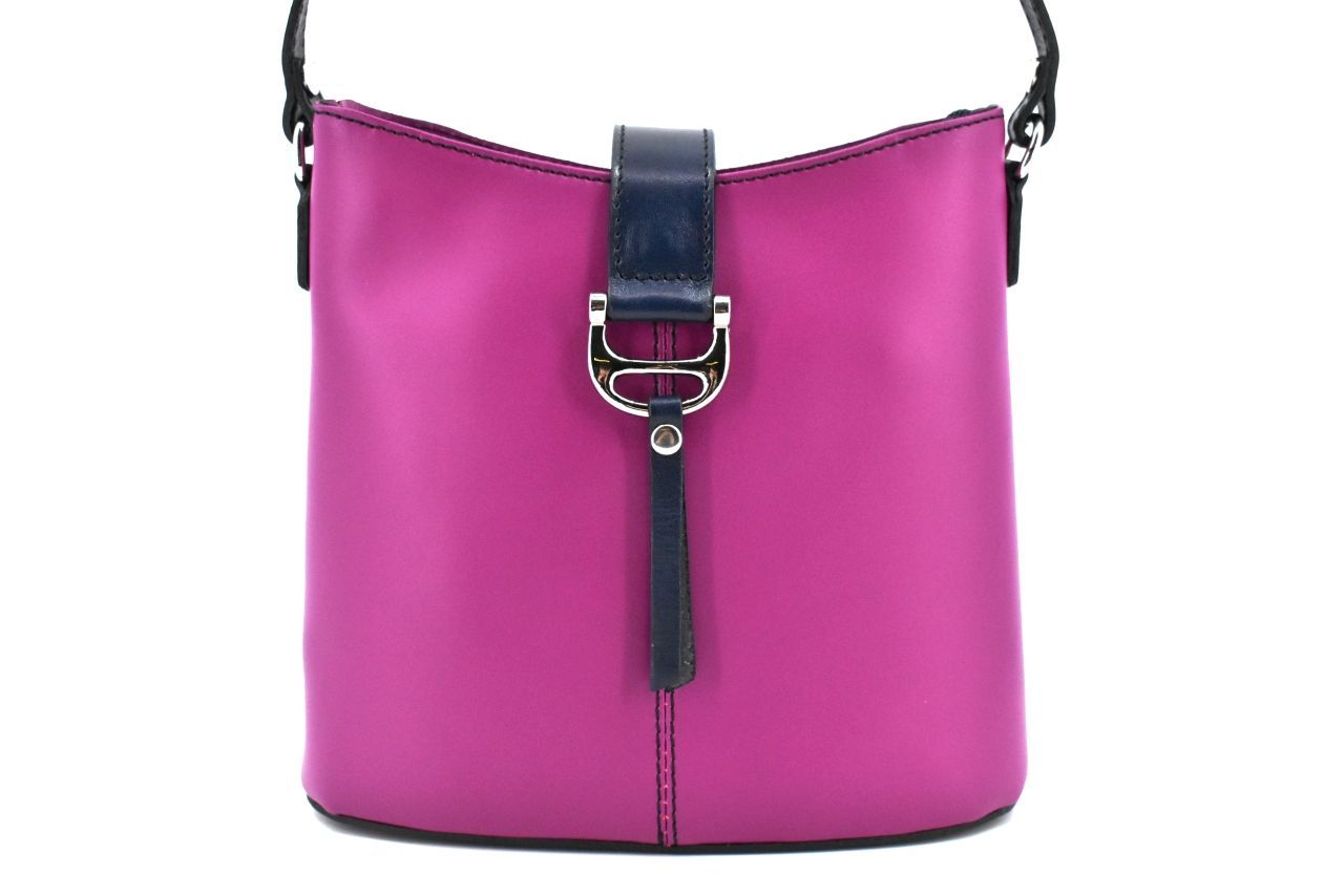 Dámská kožená kabelka crossbody Arteddy - fuxia/tmavě modrá 29690
