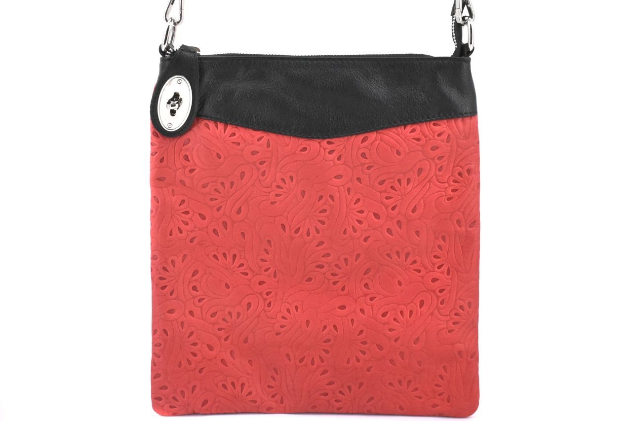 Dámská kožená kabelka crossbody Arteddy - červená/černá 35867