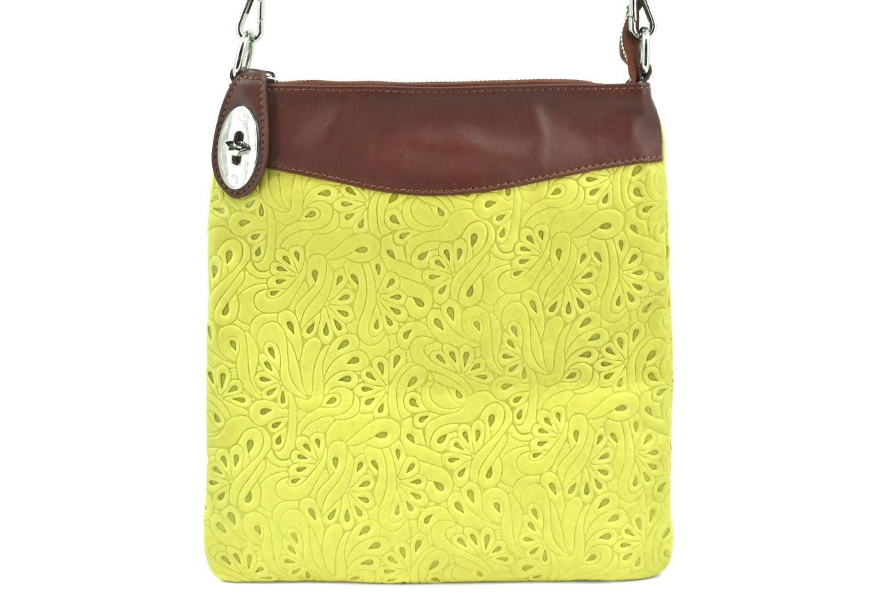 Dámská kožená kabelka crossbody Arteddy - zelená/hnědá 35867