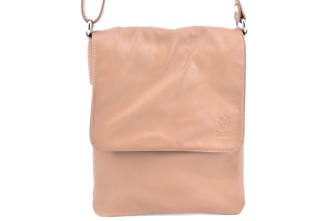 Dámská kožená crossbody kabelka s klopnou Arteddy - béžová 36944