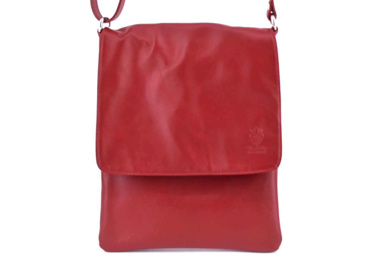 Dámská kožená crossbody kabelka s klopnou Arteddy - tmavě červená 36944