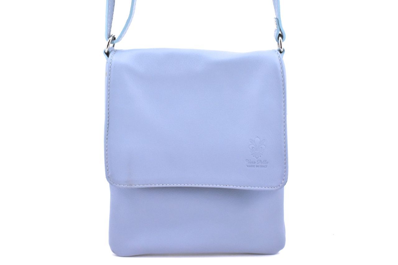 Dámská kožená crossbody kabelka s klopnou Arteddy - světle modrá 36943