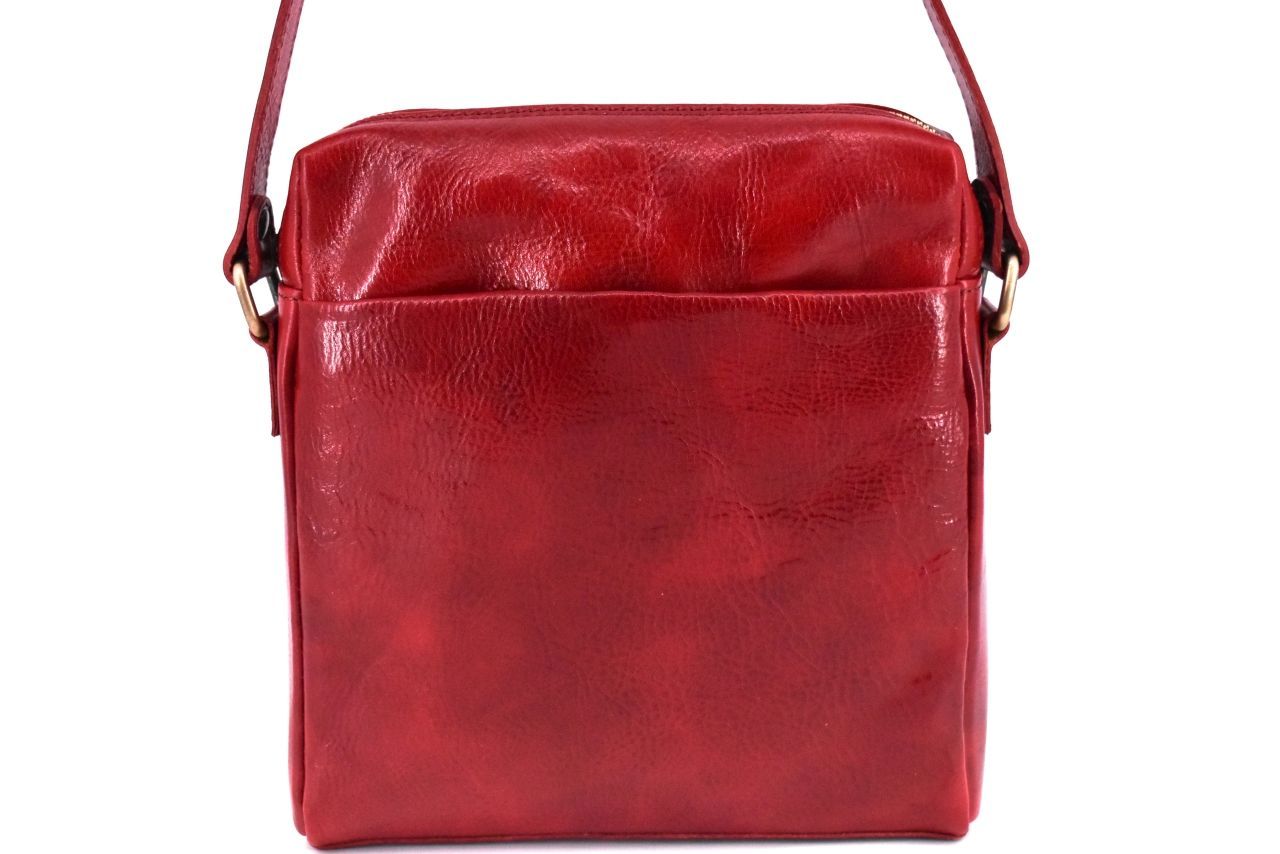 Kožená taška přes rameno crossbody - červená 31063