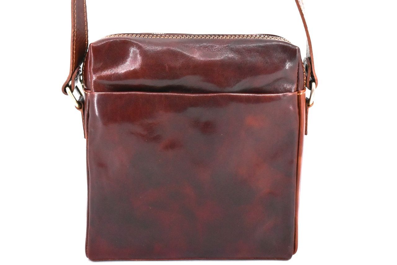 Kožená taška přes rameno crossbody - hnědá 31063