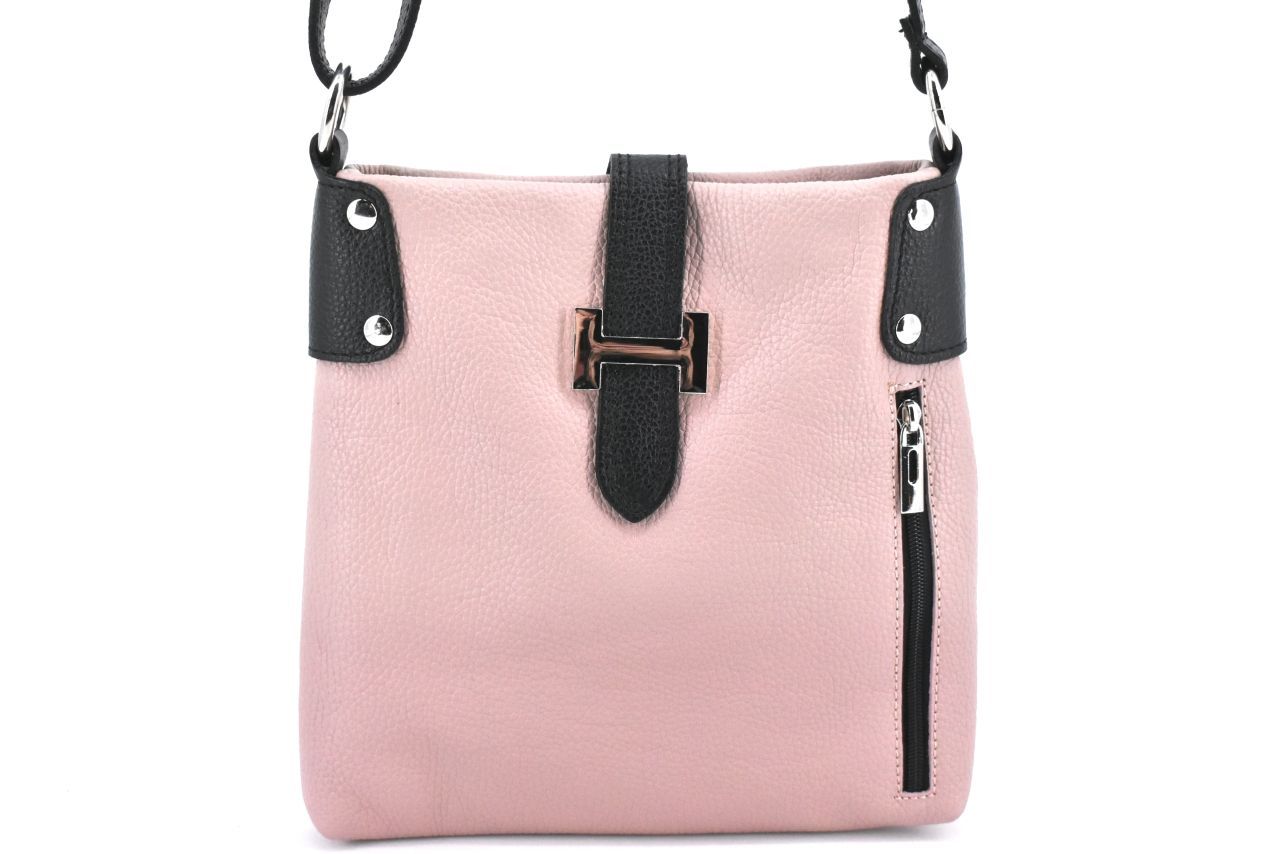 Dámská kožená kabelka crossbody Arteddy - růžová pudrová/černá 36942
