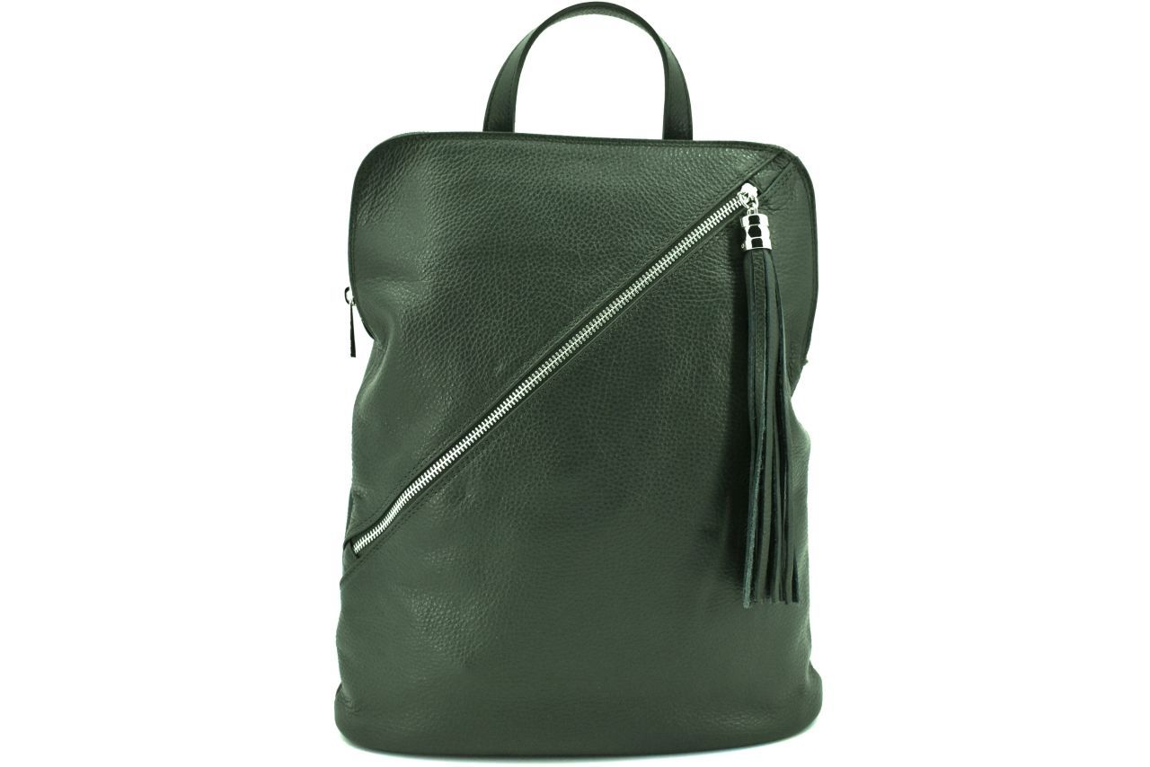 Dámský kožený batoh a kabelka v jednom /Arteddy - tmavě zelená 2 36932