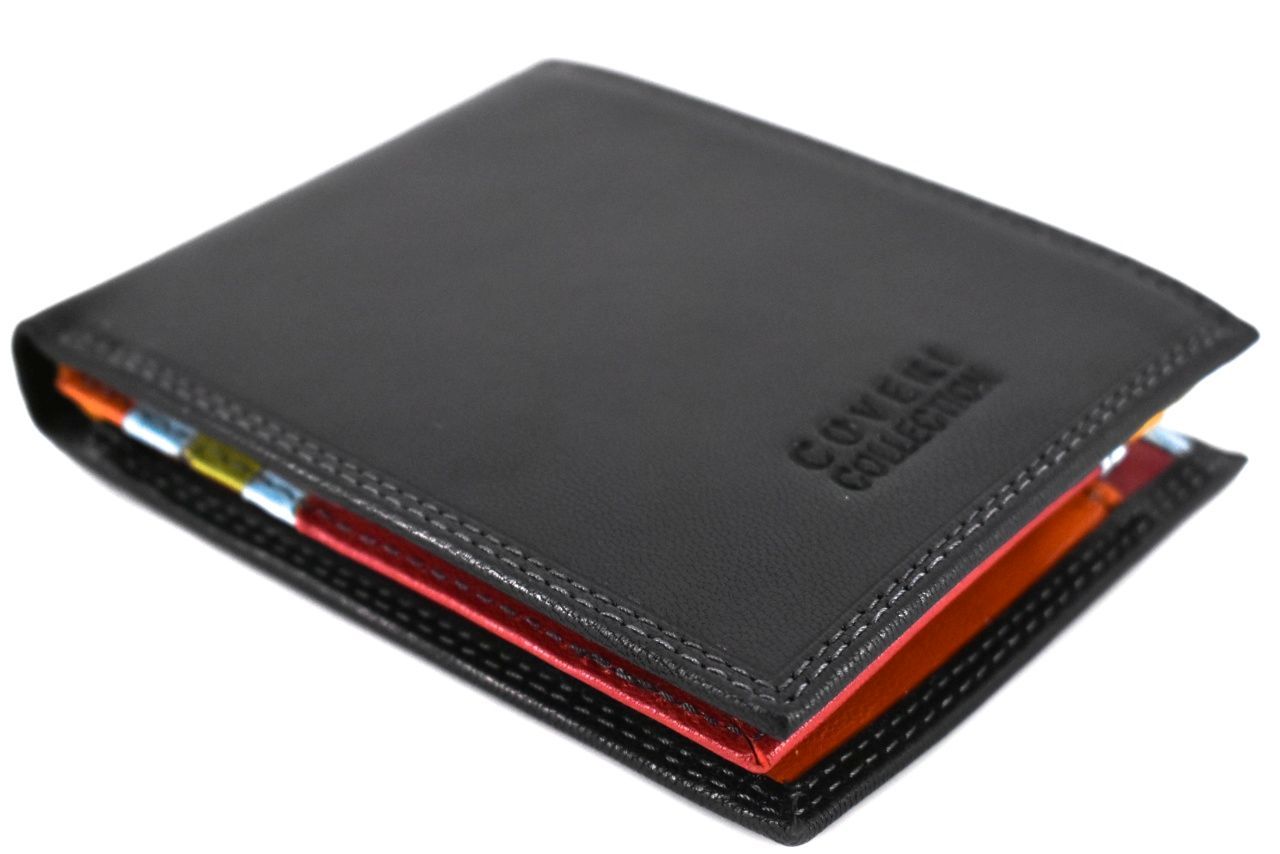 Pánská kožená peněženka na šířku Coveri - černá uvnitř multicolor 39821