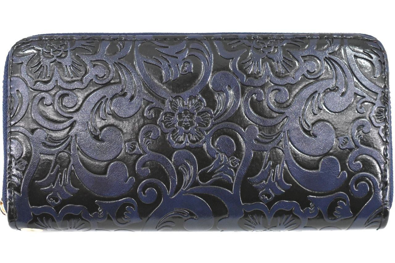 Dámská / dívčí peněženka pouzdrového typu s květovaným vzorem - tmevě modrá 37187