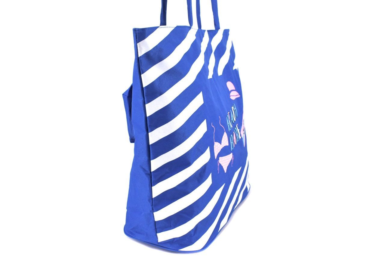 Plážová taška pruhovaná s potiskem - světle růžová 37201