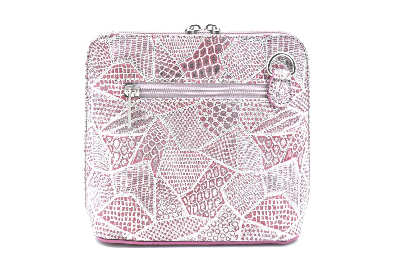 Dámská malá kožená kabelka Arteddy - růžová/stříbrná 37206