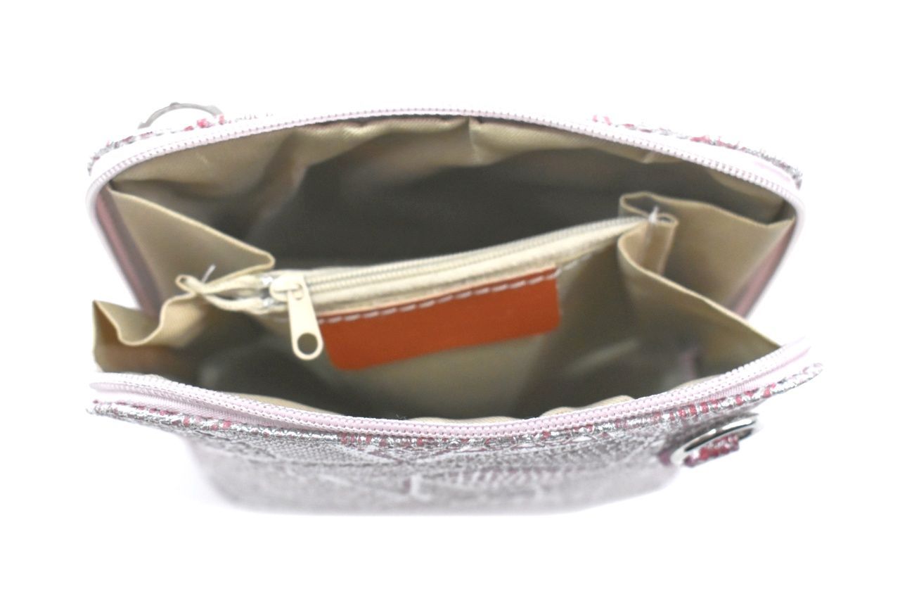 Dámská malá kožená kabelka Arteddy - růžová/stříbrná 37206