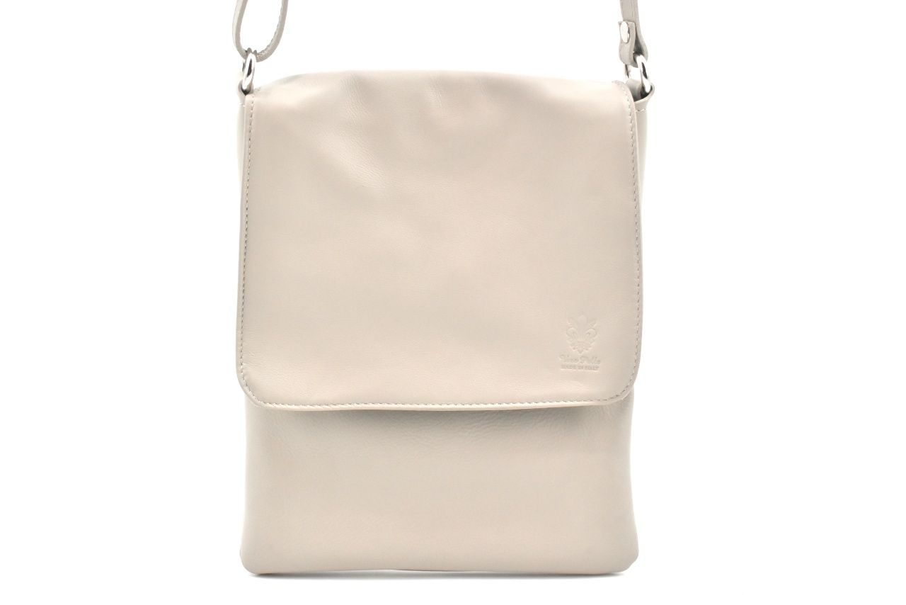 Dámská kožená crossbody kabelka s klopnou Arteddy - světle béžová 36944