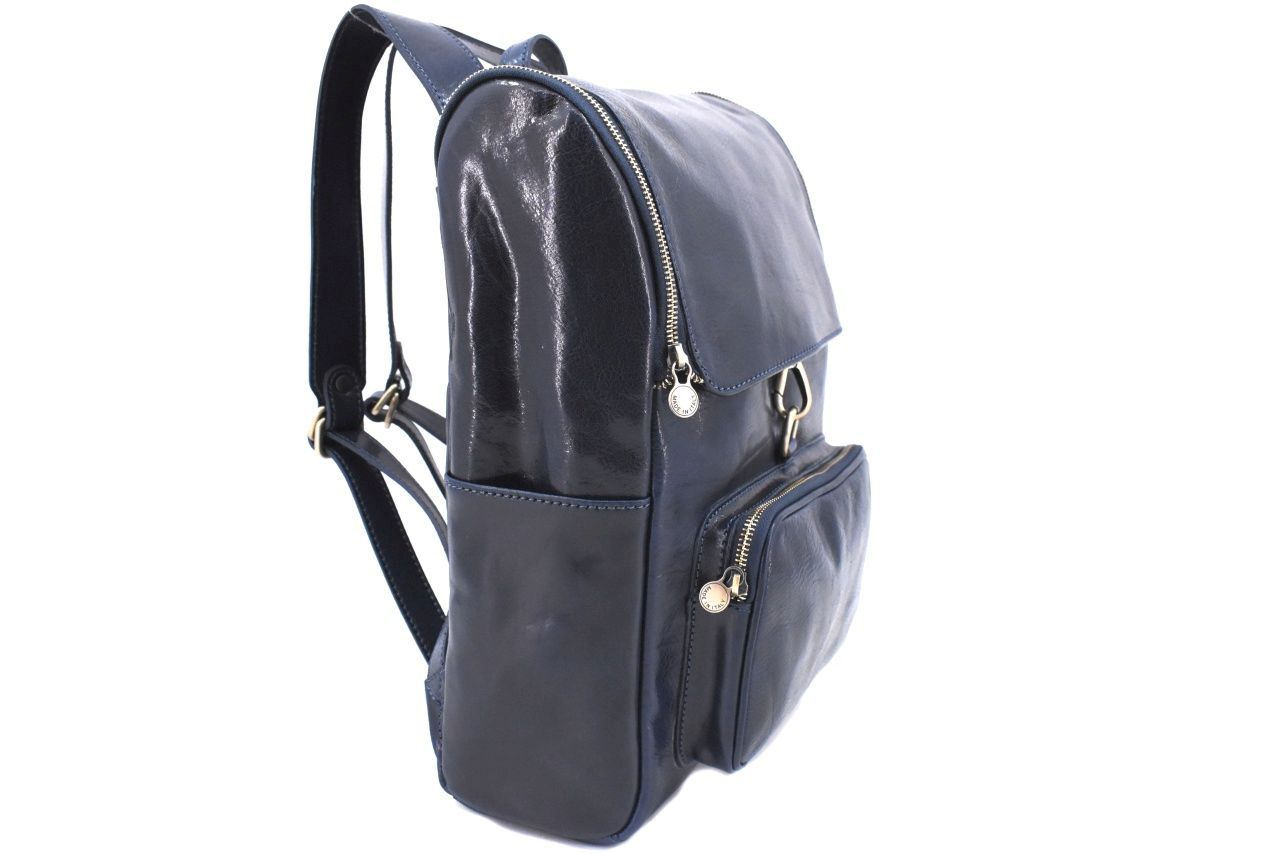 Koženy batoh s klopnou Arteddy - tmavě modrá 39996