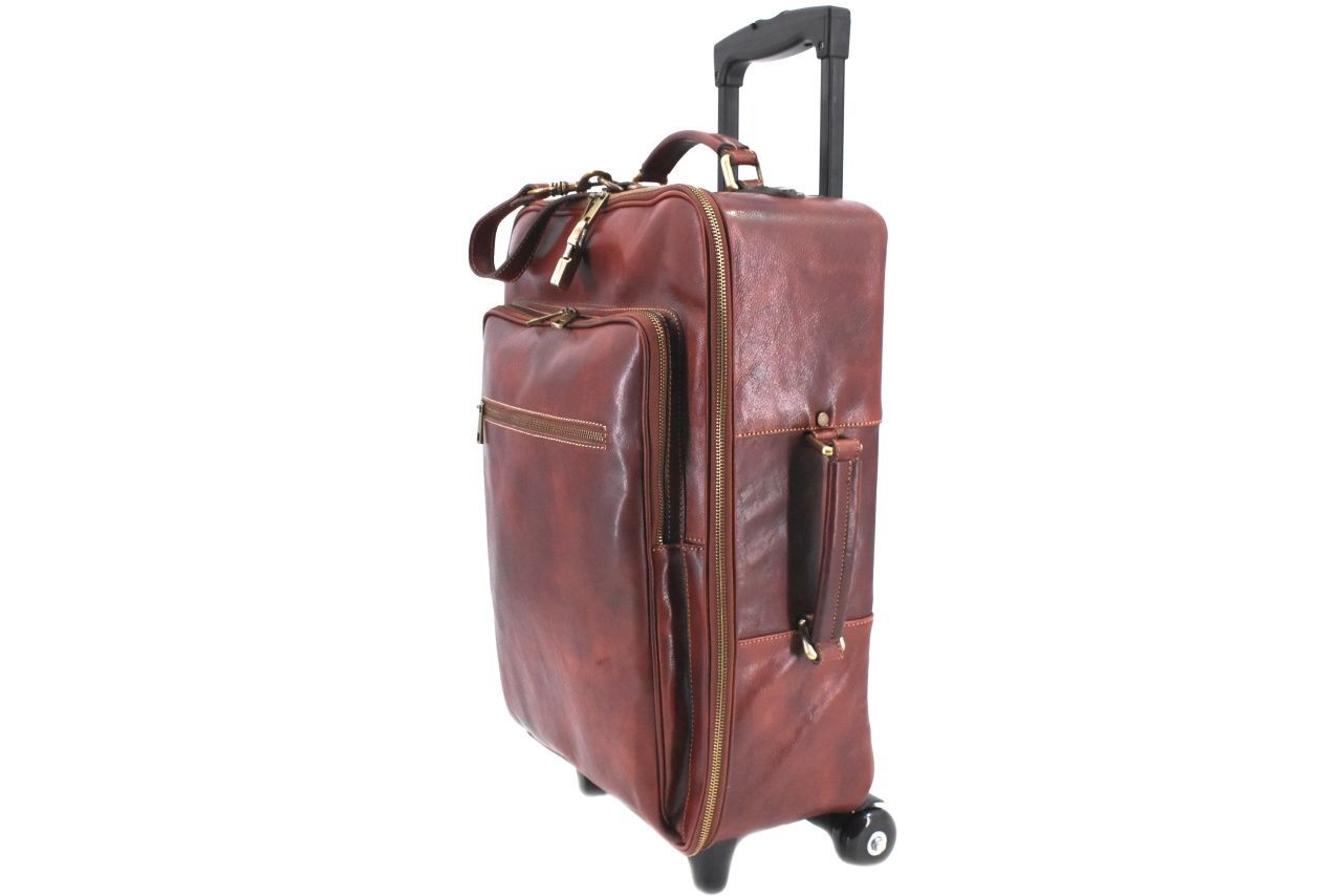 Cestovní palubní kožený kufr Arteddy - camel 40l 39988