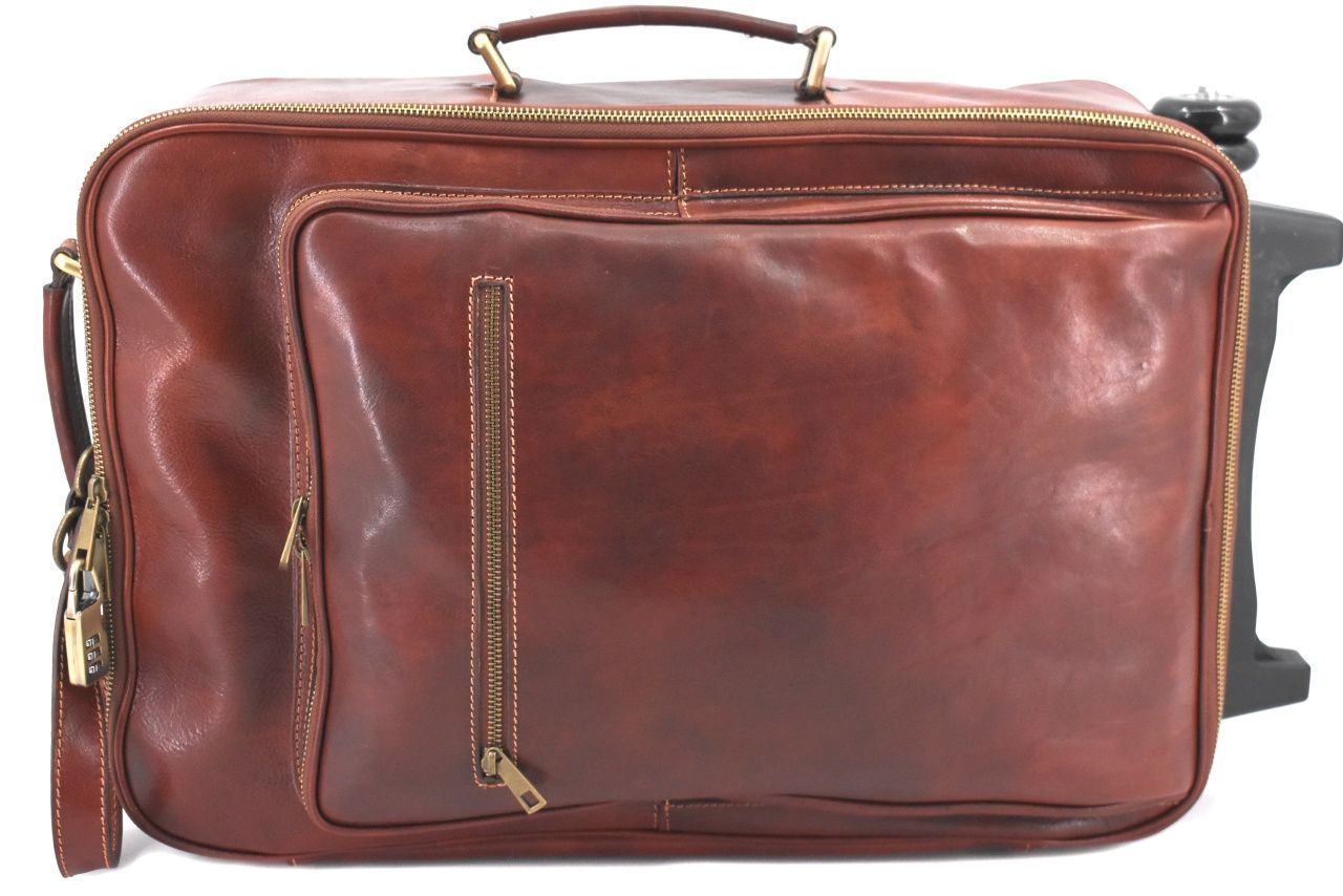 Cestovní palubní kožený kufr Arteddy - camel 40l 39988