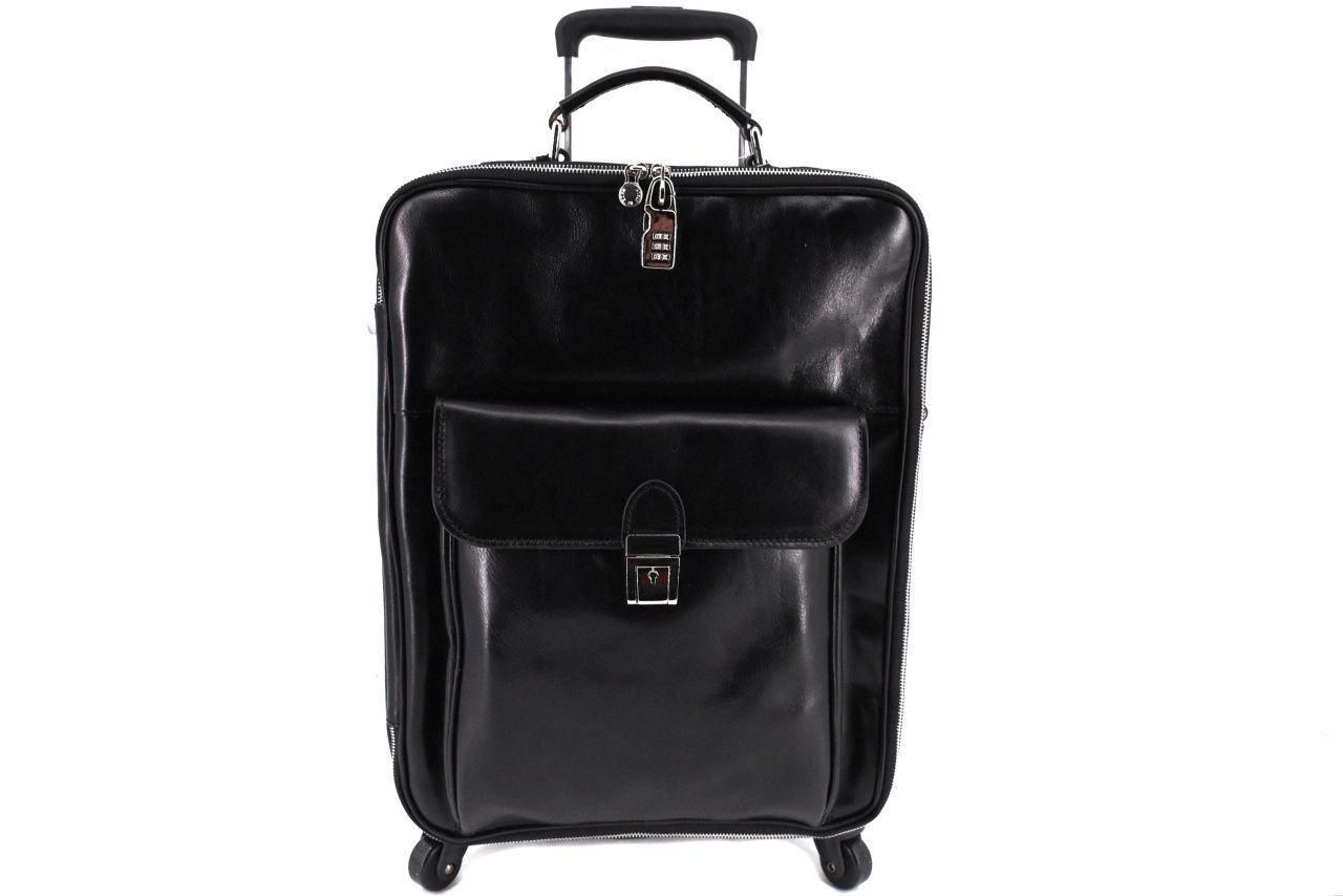 Cestovní palubní kožený kufr Arteddy - černá 45l 39989
