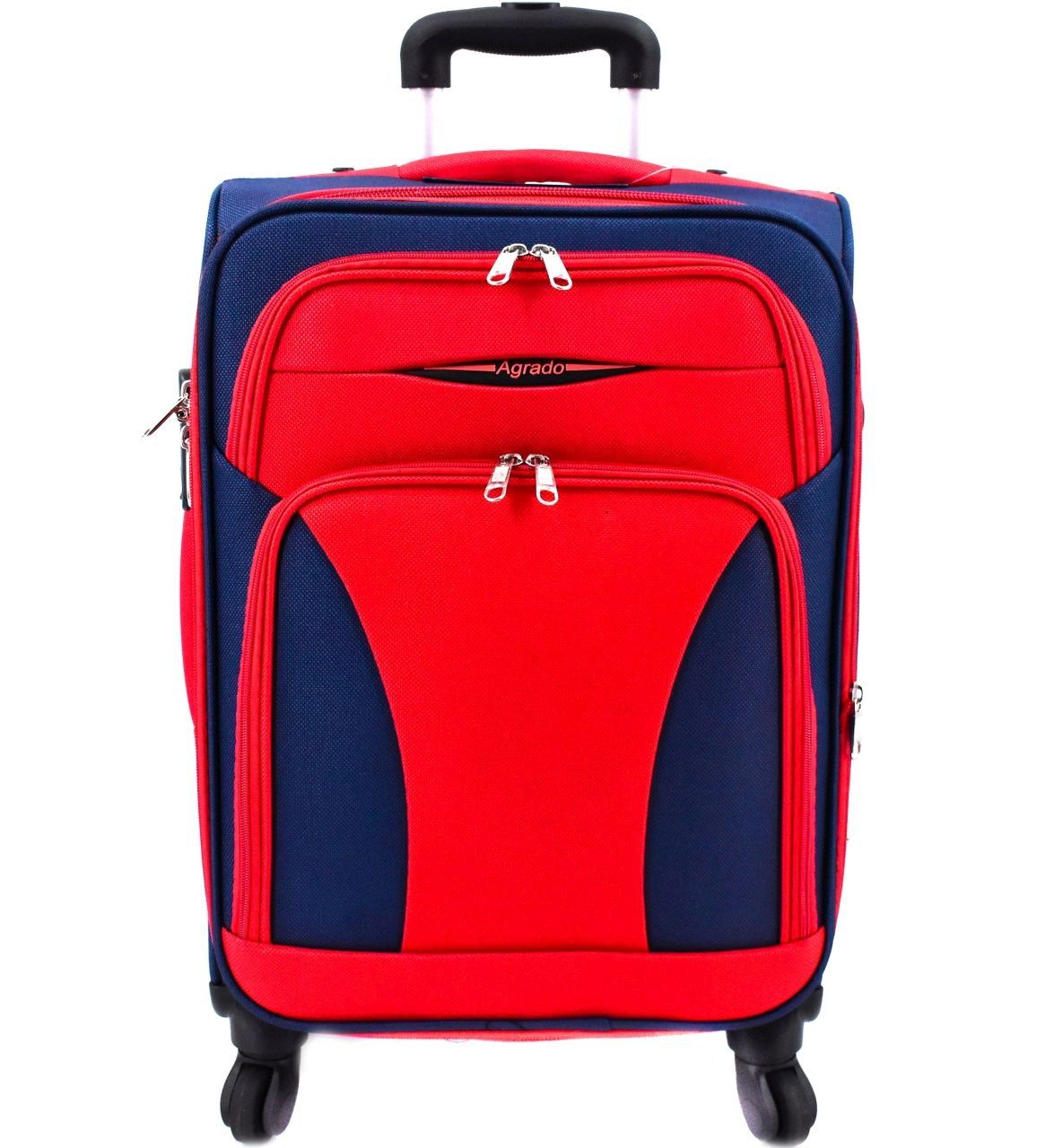 Cestovní textilní kufr na čtyřech kolečkách Agrado (M) 80l - modrá/červená 8021 (M)