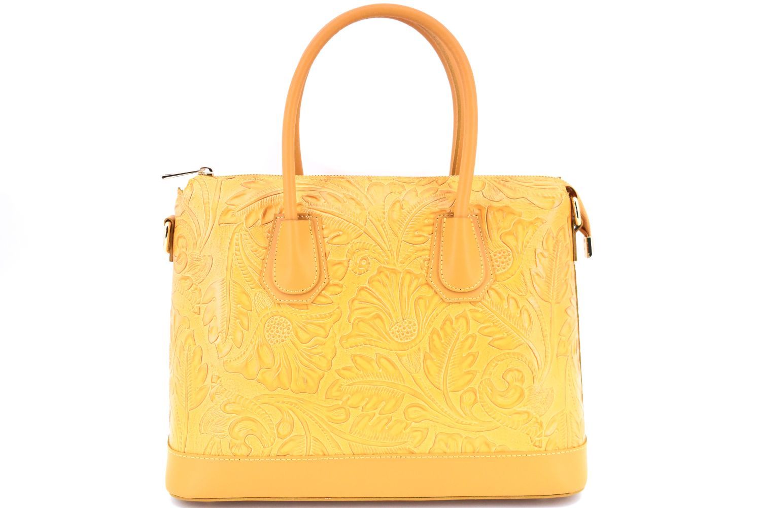 Dámská kožená kabelka s květovaným vzorem Arteddy - hořčicová 38955