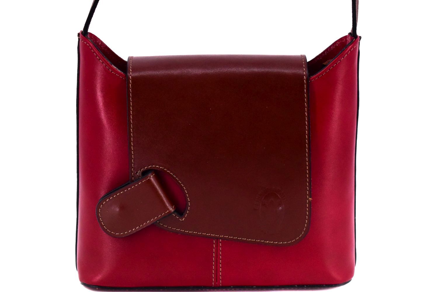 Dámská kožená kabelka Arteddy crossbody - tmavě červená/hnědá 38973