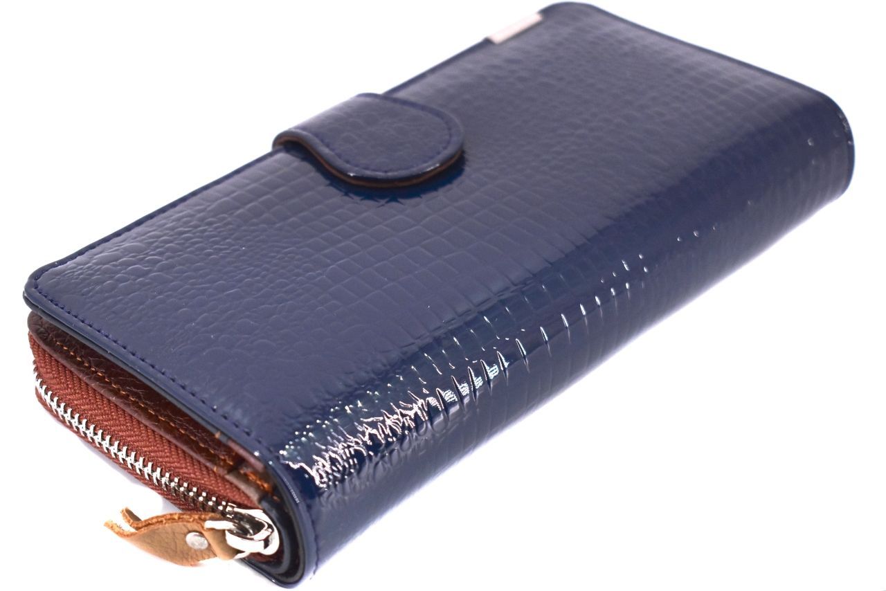 Kožená lakovaná peněženka Klavier - tmavě modrá