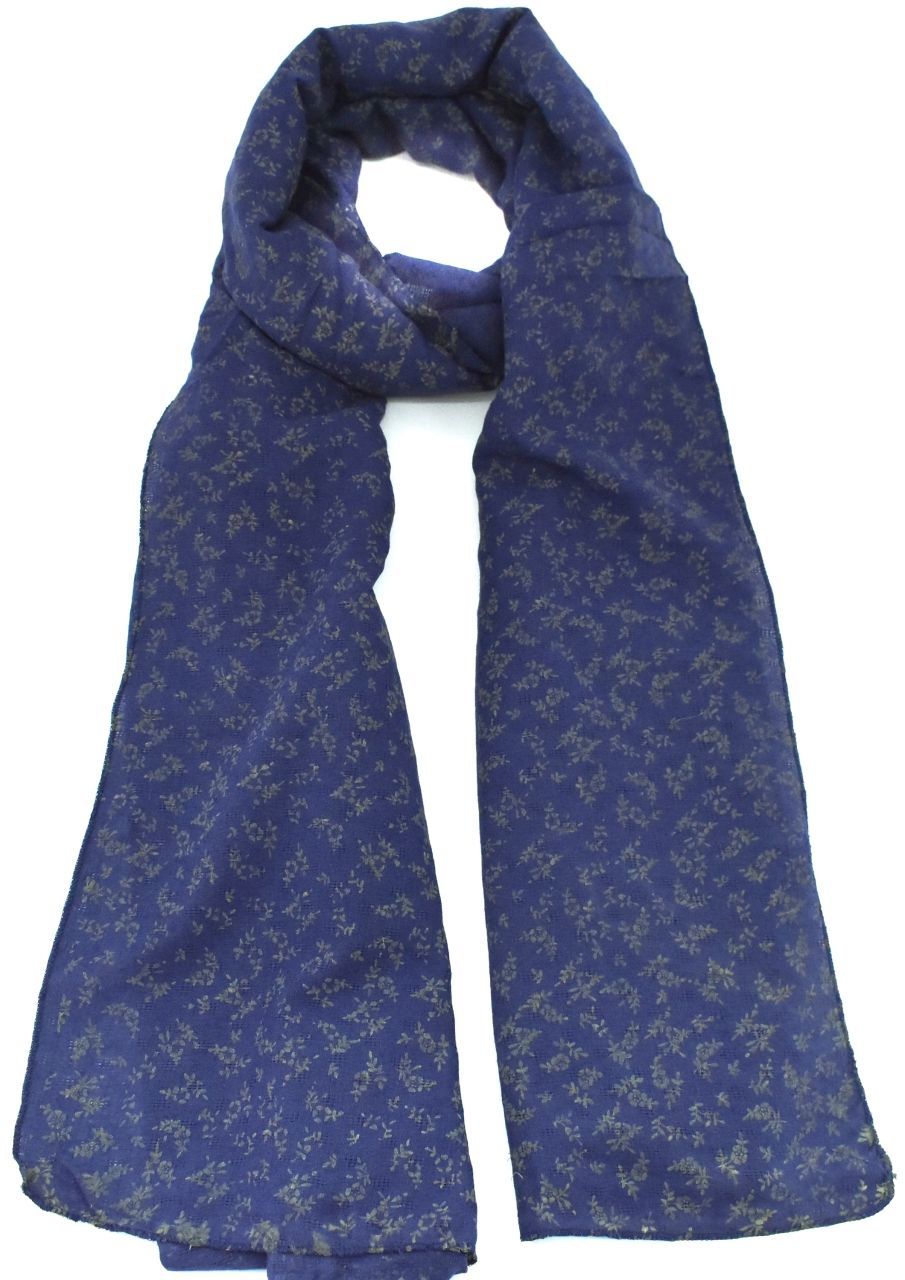 Šátek s květovaným vzorem - tmavě modrá