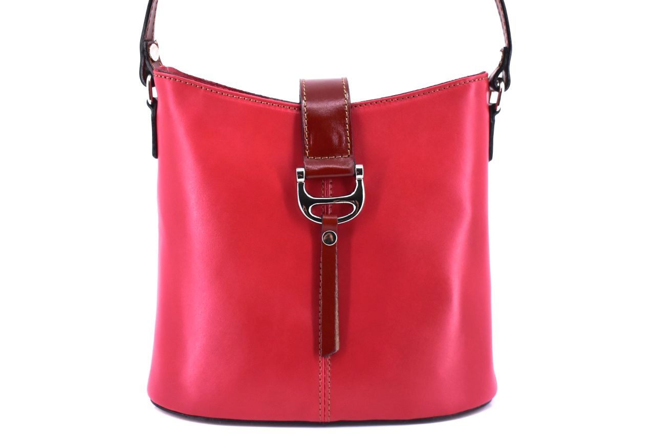 Dámská kožená kabelka crossbody Arteddy - světle červená/hnědá 29690