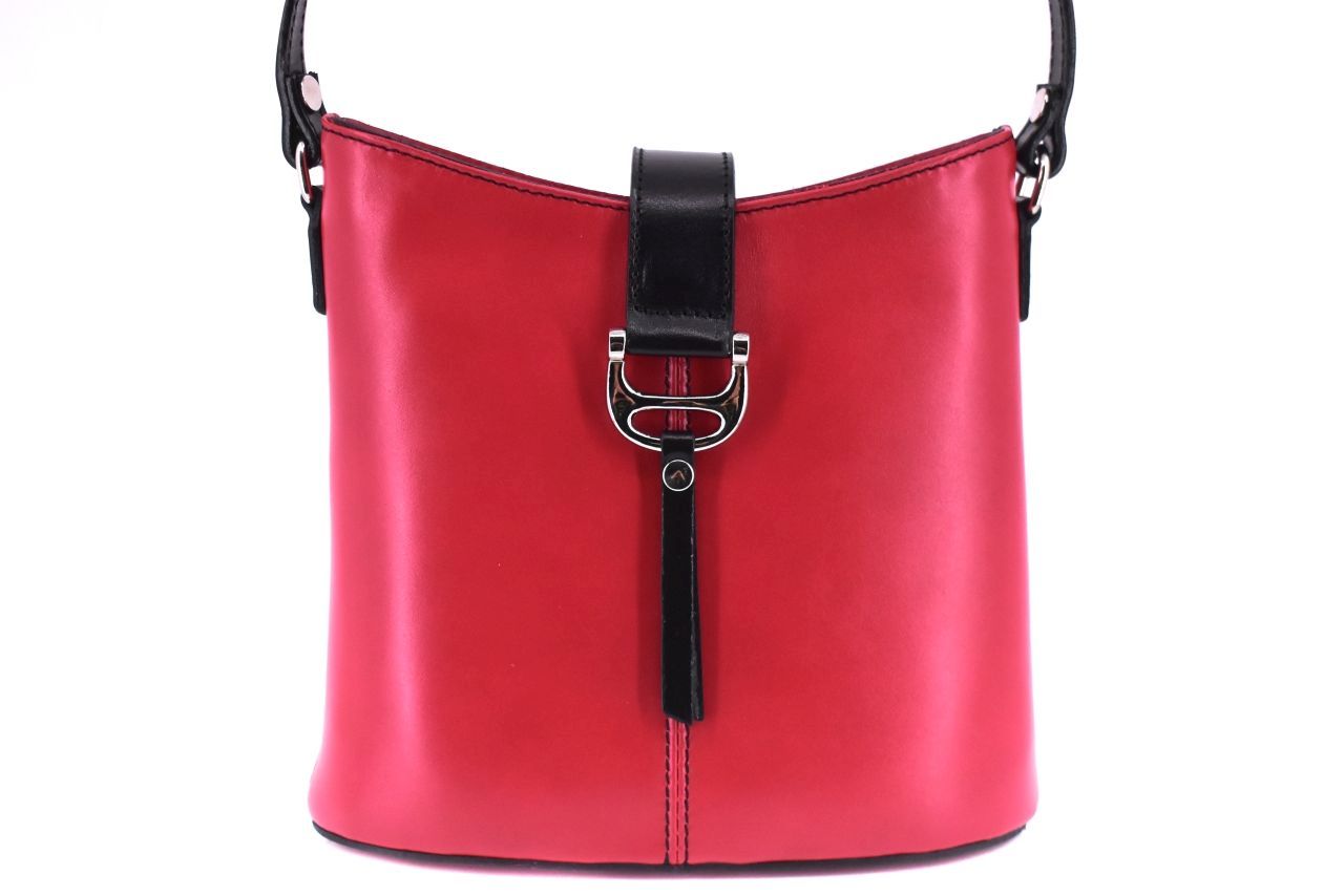 Dámská kožená kabelka crossbody Arteddy - světle červená/černá 29690