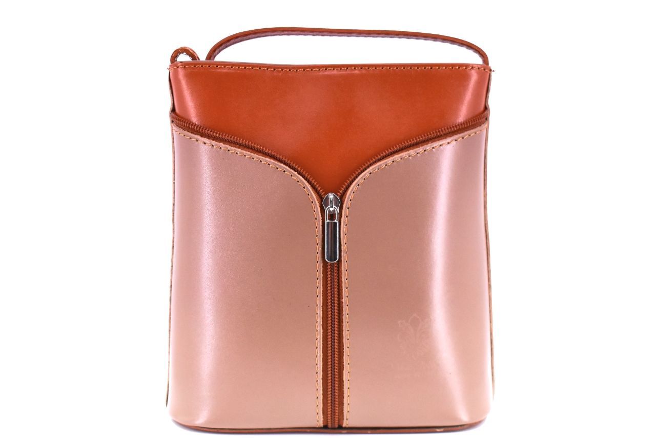Dámská kožená kabelka crossbody Arteddy - taupe/camel 37124