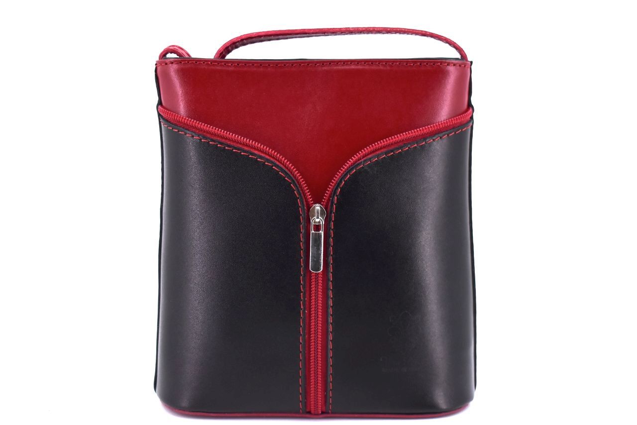 Dámská kožená kabelka crossbody Arteddy - černá/tmavě červená 37124