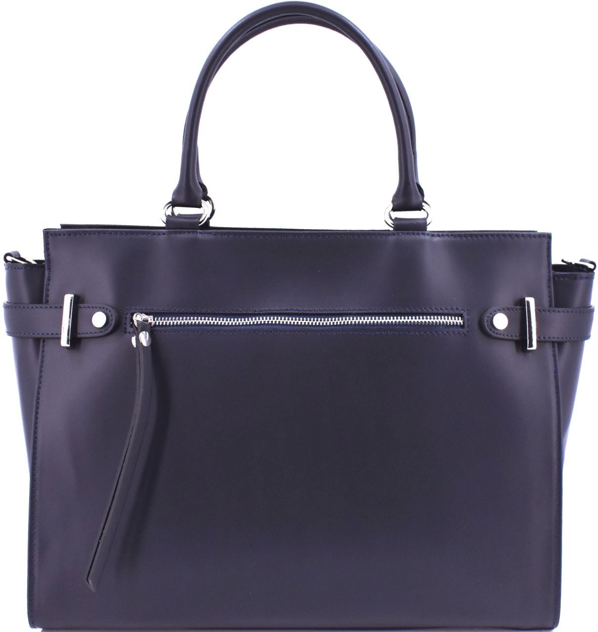 Luxusní dámská kožená kabelka Shopper - tmavě modrá 40929