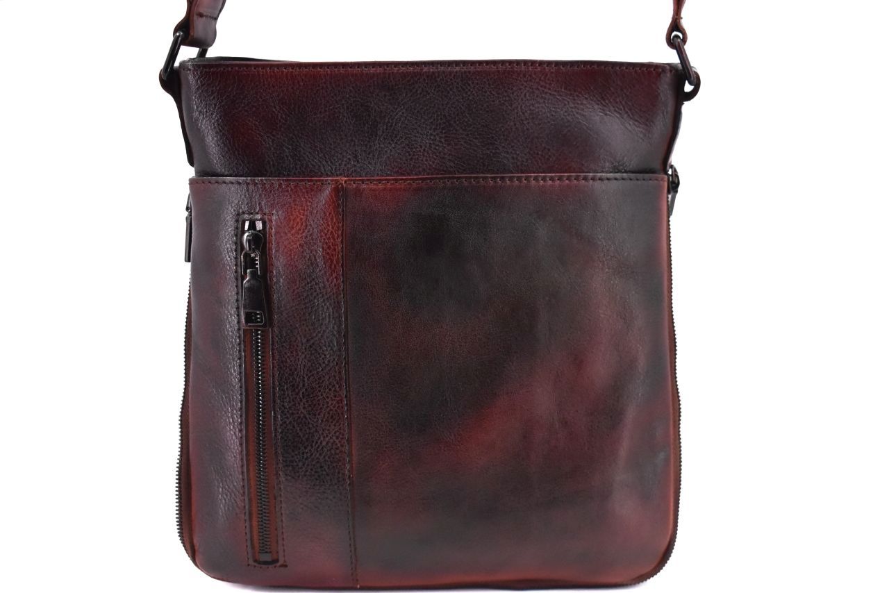 Kožená taška přes rameno crossbody - tmavě hnědá 40936