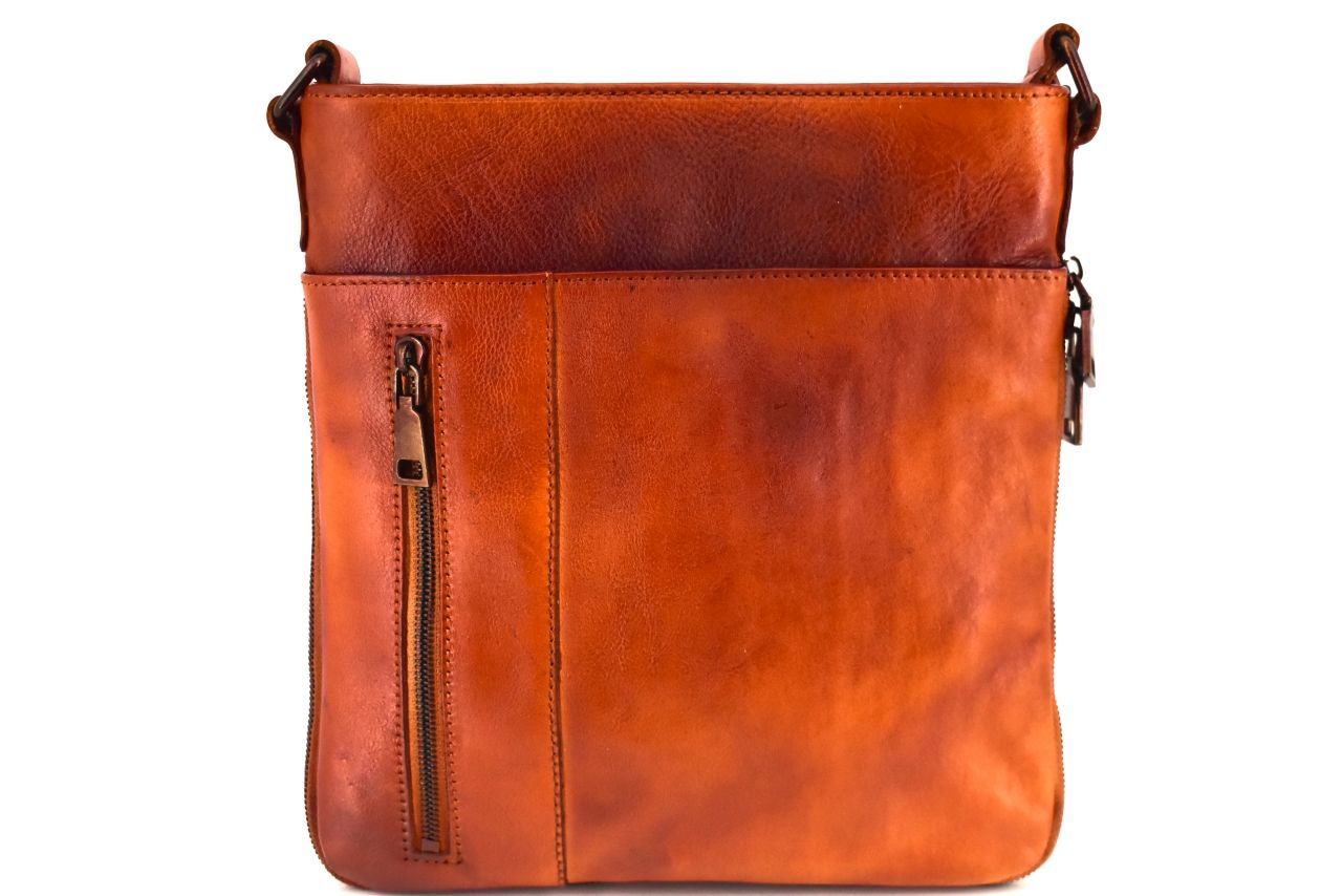 Kožená taška přes rameno crossbody - camel 40936