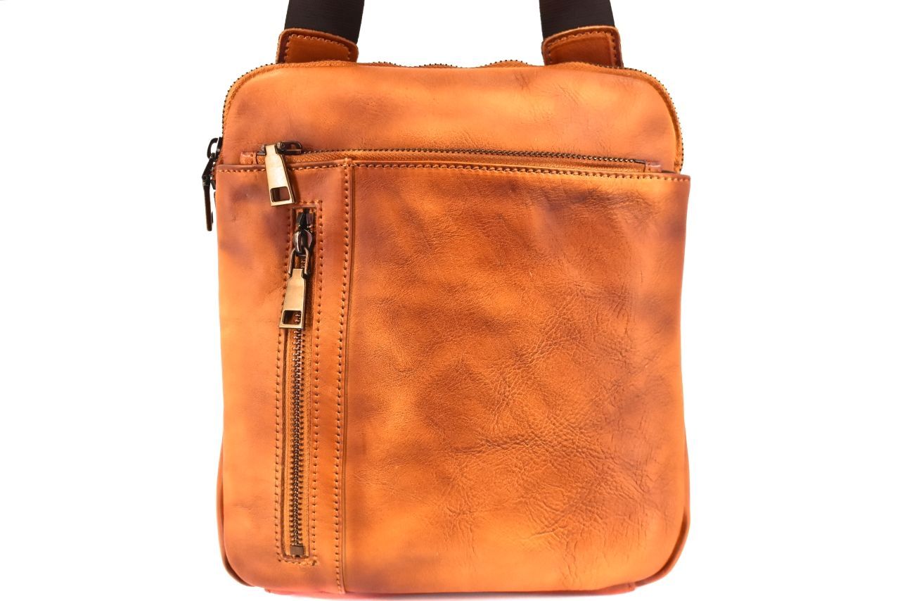 Kožená taška přes rameno crossbody - camel 40937