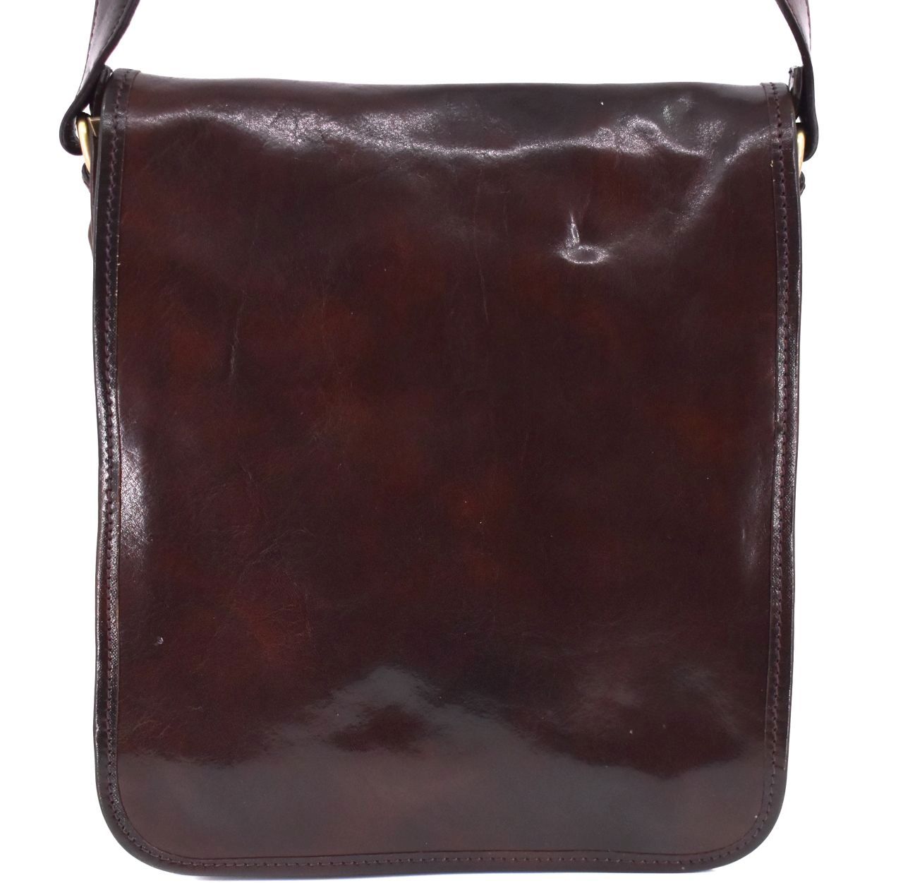 Kožená taška přes rameno crossbody - tmavě hnědá 29631