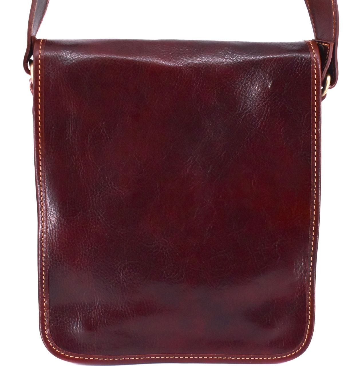 Kožená taška přes rameno crossbody - hnědá 29631