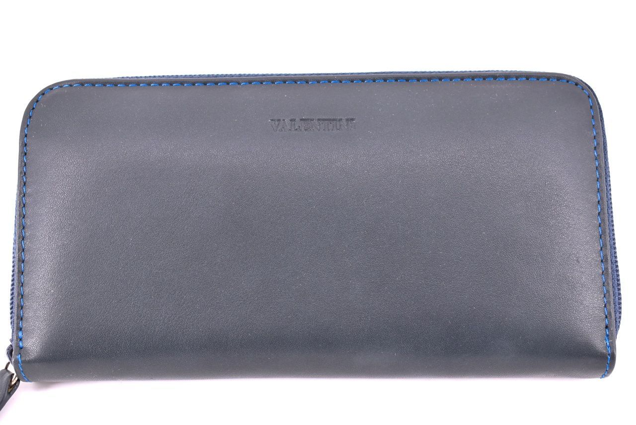 Dámská kožená peněženka Valentini pouzdrového typu - tmavě modrá 35813