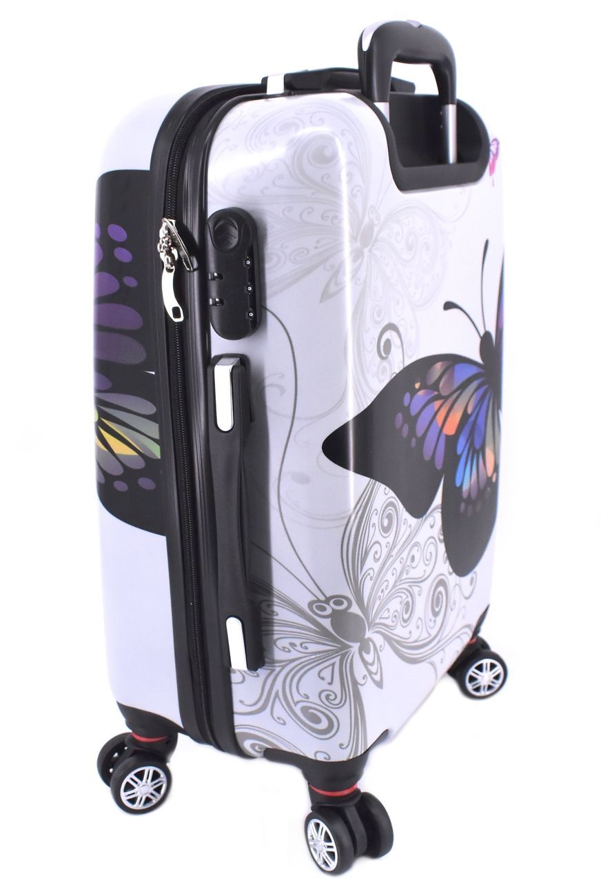 Cestovní kufr na čtyřech kolečkách Arteddy - motýl/bílá (L) 90l 601 (L)