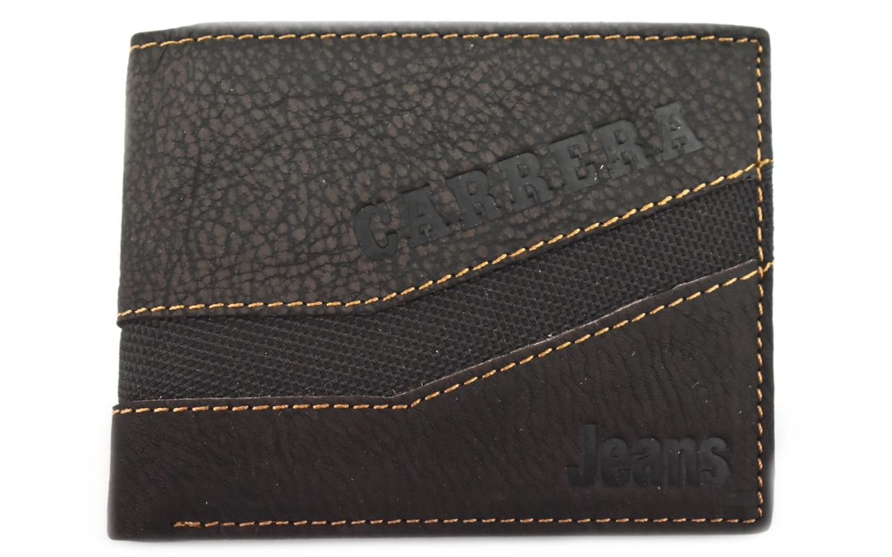 Pánská kožená peněženka z pravé kůže Carrera Jeans - tmavě hnědá 31095