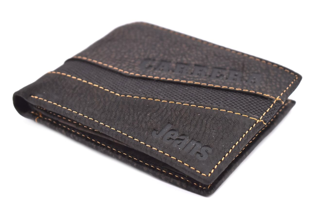 Pánská kožená peněženka z pravé kůže Carrera Jeans - tmavě hnědá