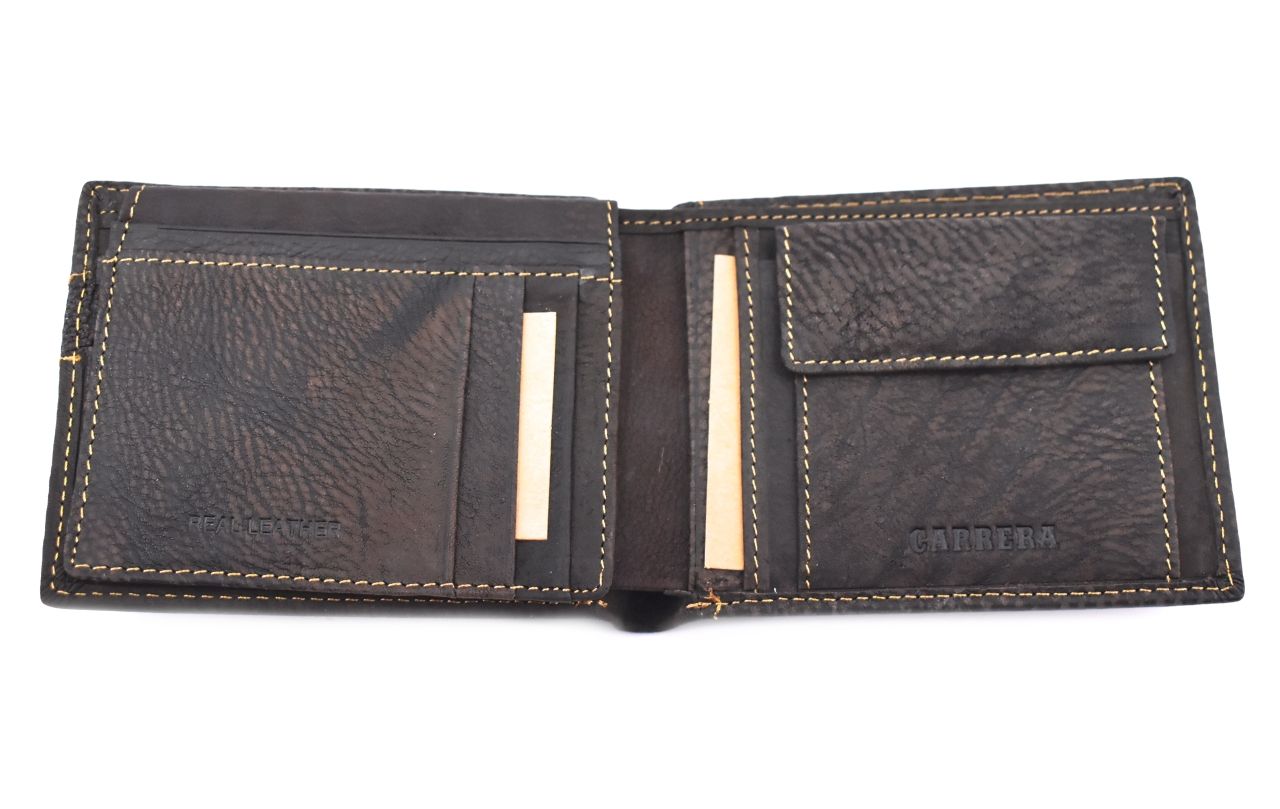 Pánská kožená peněženka z pravé kůže Carrera Jeans - tmavě hnědá 31095