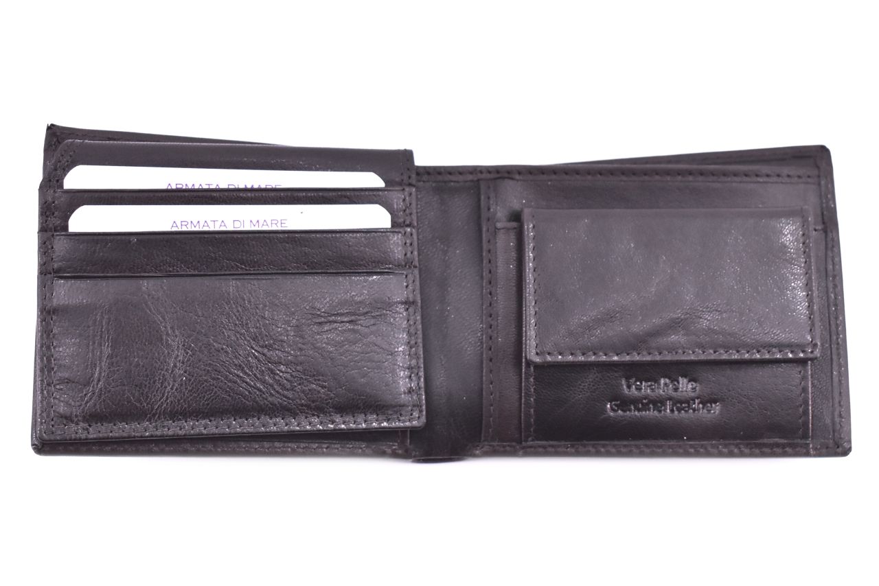 Pánská kožená peněženka z pravé kůže - tmavě hnědá 41605
