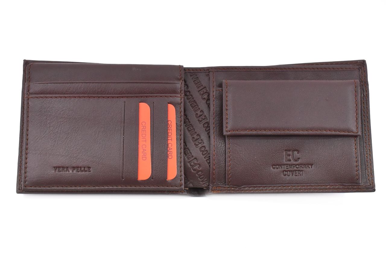 Pánská kožená peněženka z pravé kůže EC Coveri- tmavě hnědá 40555